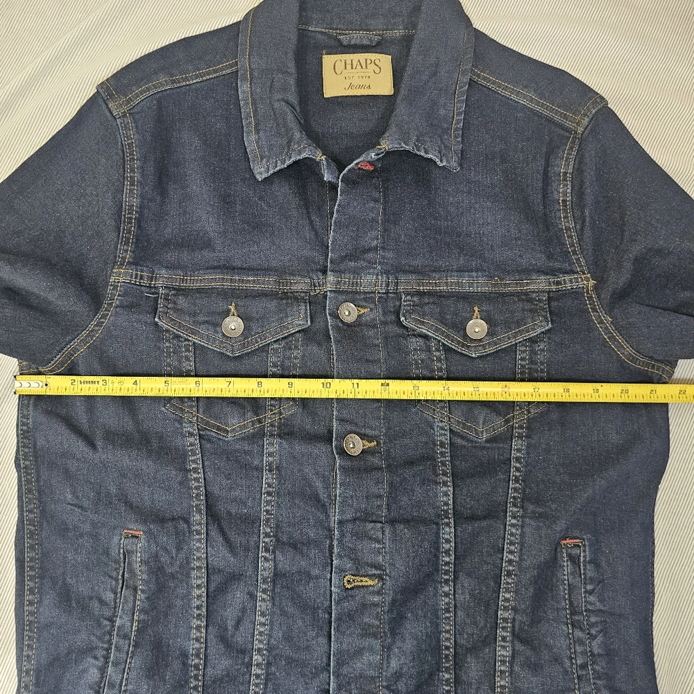CHAPS Denim‎ Men's Jeans Jacket Size XL Navy Blue stretch - Picture 9 of 10